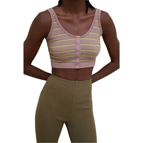 URBAN OUTFITTERS Ribbed High Waist Flare Pants - Picture 2 of 12